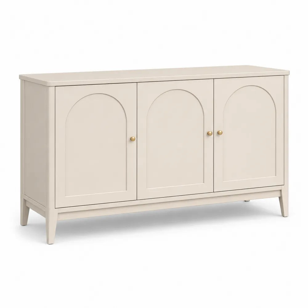 Buffet en Bois Beige avec Poignées Métalliques