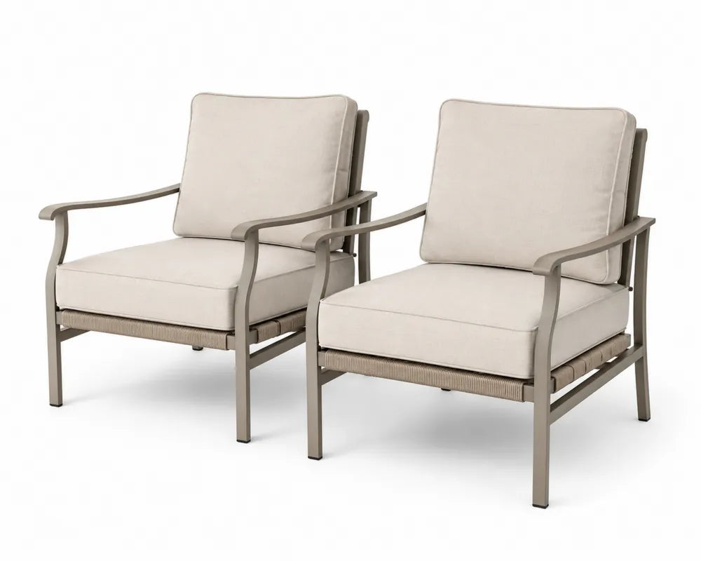 Chaises extérieures en aluminium et tissu beige (lot de 2)
