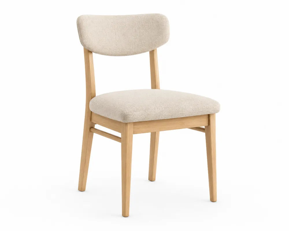 Chaise en bois de chêne et tissu beige