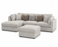 Canapé modulaire en tissu avec méridienne et pouf, beige