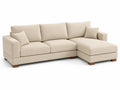 Canapé en tissu côtelé beige avec méridienne 280 cm