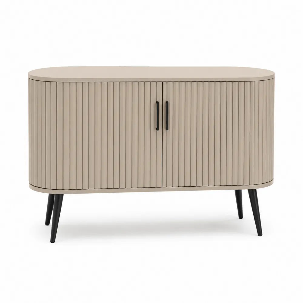 Buffet ovale en bois MDF avec pieds en métal noir