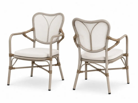 Chaise de jardin en métal et rotin synthétique avec coussin 75x68x83cm