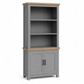 Bibliothèque en bois MDF gris avec placage chêne et portes