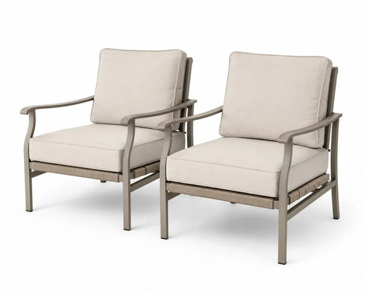Chaises extérieures en aluminium et tissu beige (lot de 2)