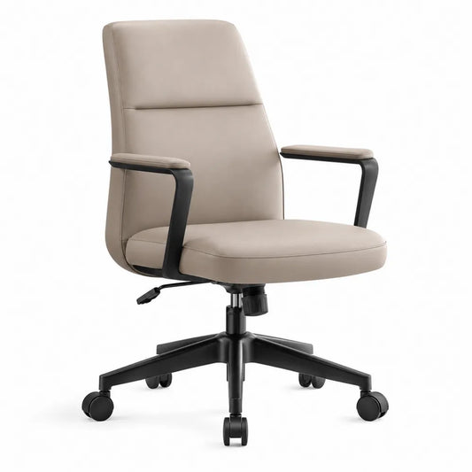 Chaise de Bureau Réglable en Similicuir Beige