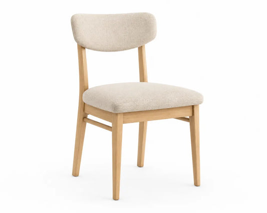 Chaise en bois de chêne et tissu beige