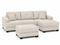 Canapé modulaire en tissu polyester beige avec ottomane et coussins